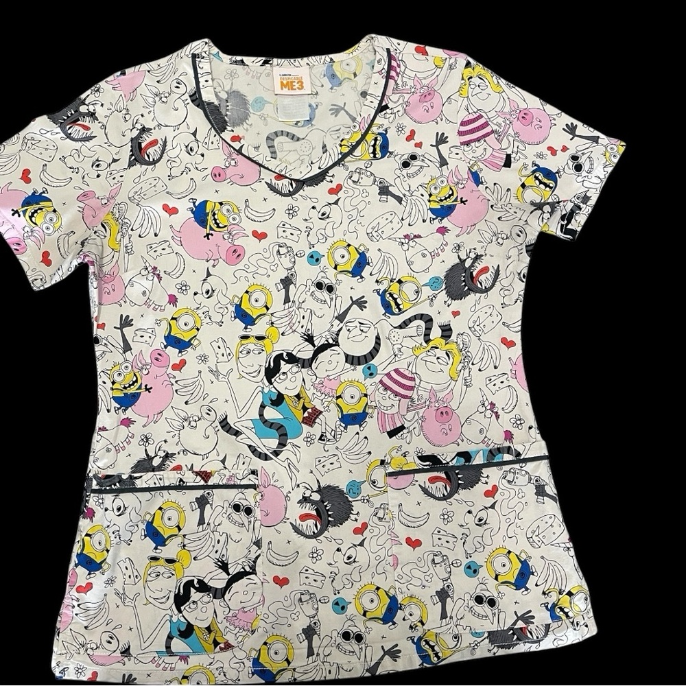 Despicable Me 3 Woman’s Adult Scrub Top. Size S